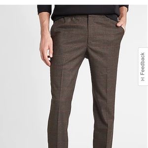 EXTRA SLIM BROWN PLAID FLANNEL JOGGER DRESS PANT